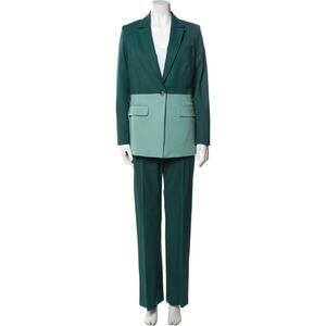 ARGENT Teal & Mint Green Womens Wool Blend Blazer & Pants Set Size 2